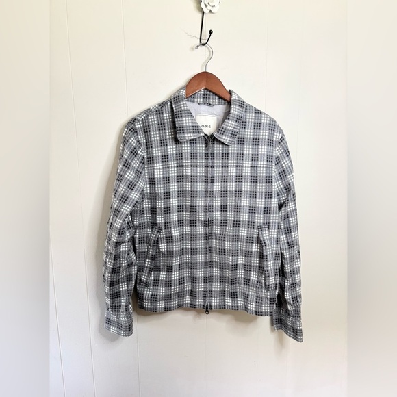 ONS grey plaid full zip cotton jacket men’s size M - Picture 1 of 6